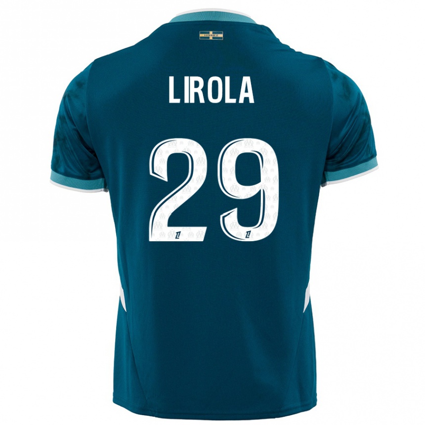 Kinder Fußball Pol Lirola #29 Türkisblau Auswärtstrikot Trikot 2024/25 T-Shirt Luxemburg