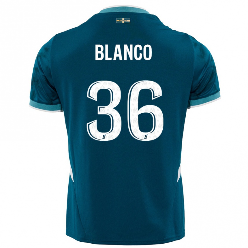 Kinder Fußball Ruben Blanco #36 Türkisblau Auswärtstrikot Trikot 2024/25 T-Shirt Luxemburg