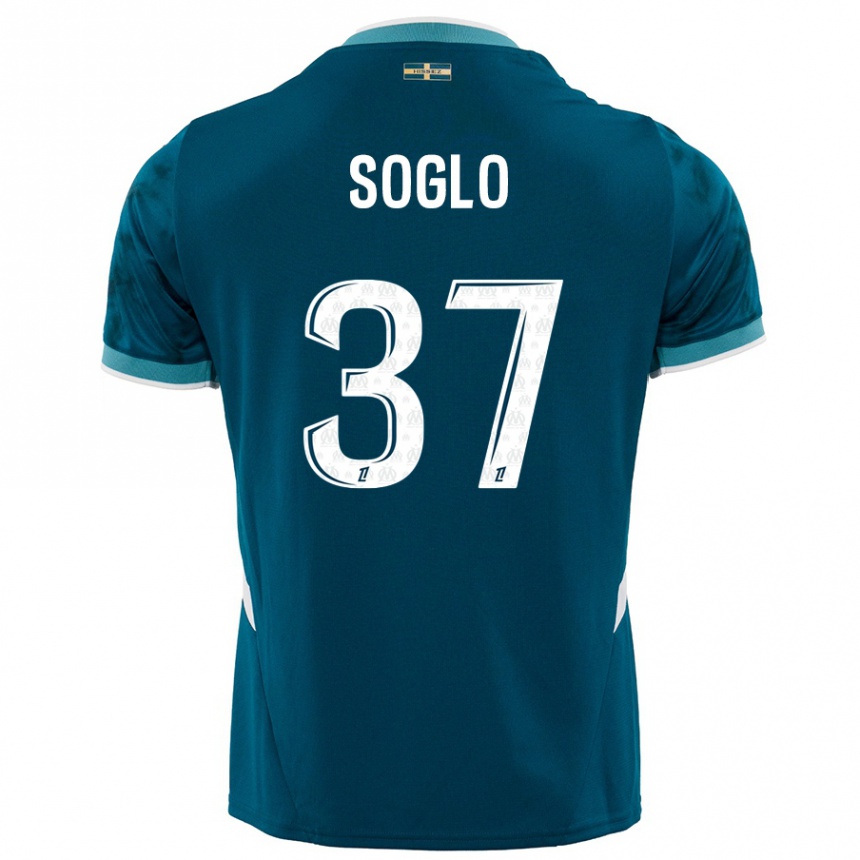 Kinder Fußball Emran Soglo #37 Türkisblau Auswärtstrikot Trikot 2024/25 T-Shirt Luxemburg