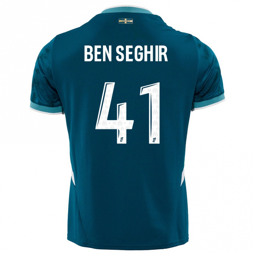 Kinder Fußball Salim Ben Seghir #41 Türkisblau Auswärtstrikot Trikot 2024/25 T-Shirt Luxemburg