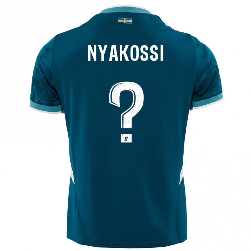 Kinder Fußball Roggerio Nyakossi #0 Türkisblau Auswärtstrikot Trikot 2024/25 T-Shirt Luxemburg