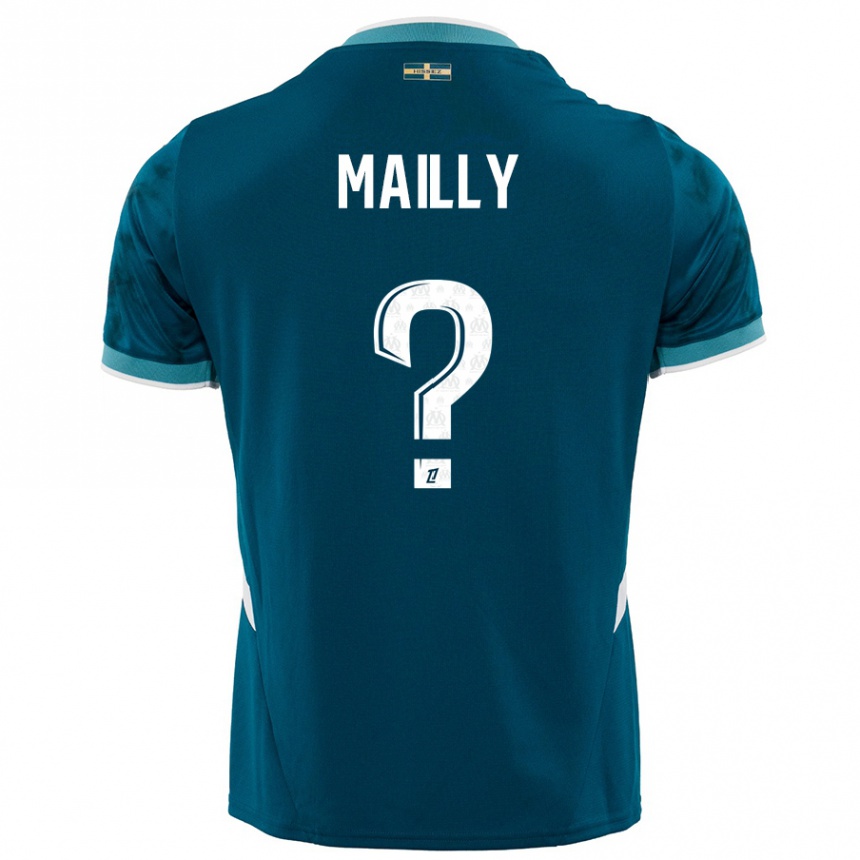 Kinder Fußball Evan Mailly #0 Türkisblau Auswärtstrikot Trikot 2024/25 T-Shirt Luxemburg