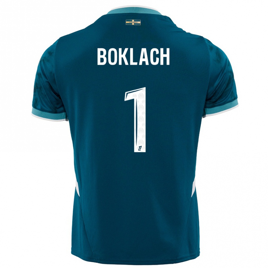 Kinder Fußball Kateryna Boklach #1 Türkisblau Auswärtstrikot Trikot 2024/25 T-Shirt Luxemburg