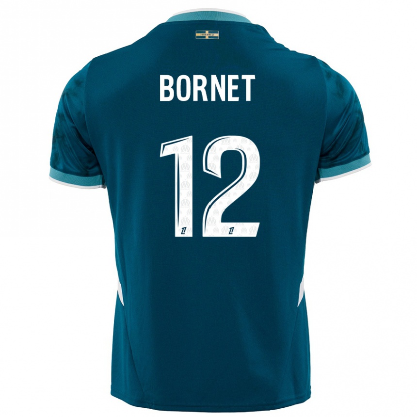 Kinder Fußball Camille Bornet #12 Türkisblau Auswärtstrikot Trikot 2024/25 T-Shirt Luxemburg