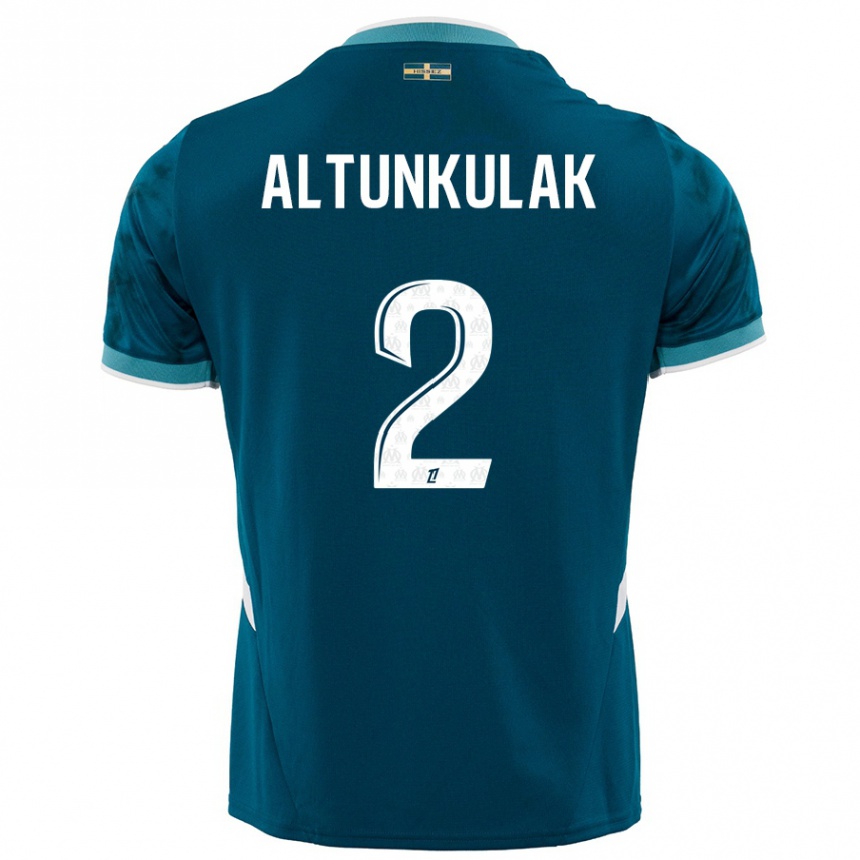 Kinder Fußball Selen Altunkulak #2 Türkisblau Auswärtstrikot Trikot 2024/25 T-Shirt Luxemburg