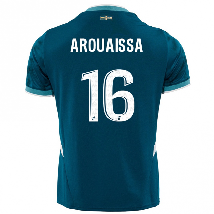 Kinder Fußball Ines Arouaissa #16 Türkisblau Auswärtstrikot Trikot 2024/25 T-Shirt Luxemburg