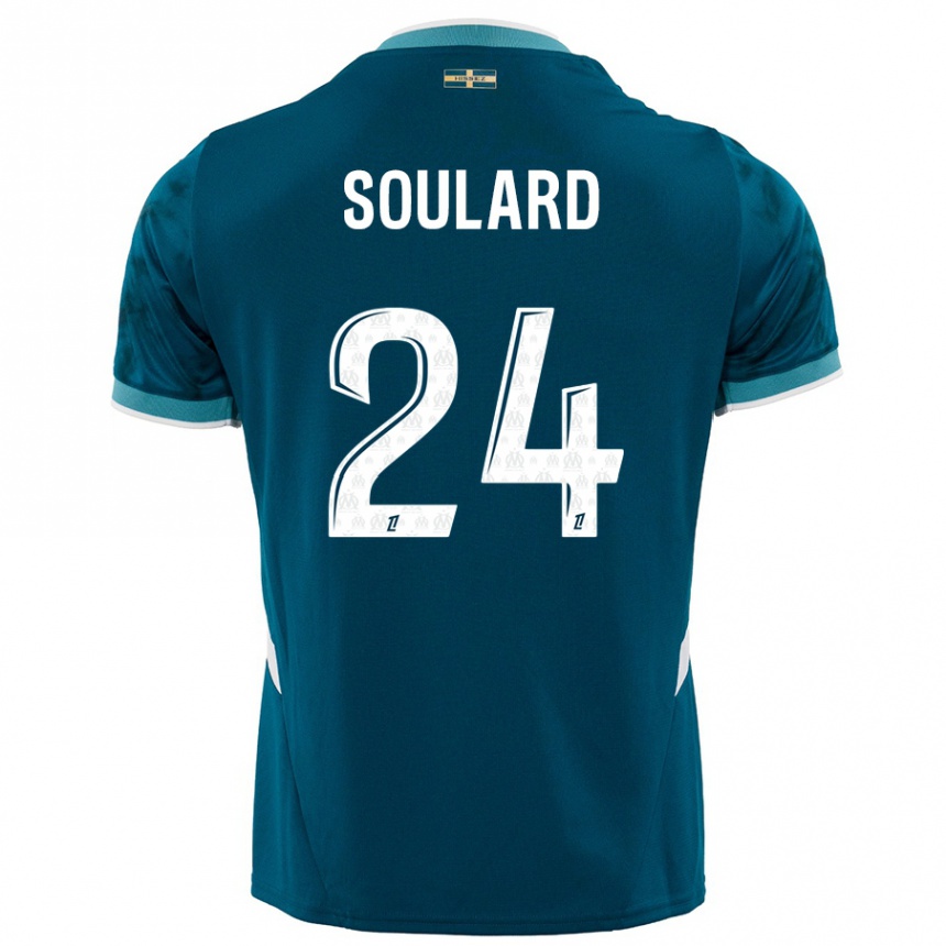 Kinder Fußball Amandine Soulard #24 Türkisblau Auswärtstrikot Trikot 2024/25 T-Shirt Luxemburg