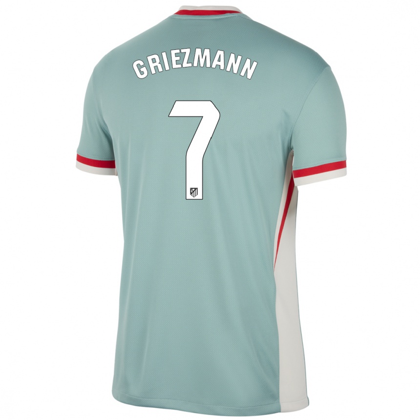 Kinder Fußball Antoine Griezmann #7 Hellbeige Blau Auswärtstrikot Trikot 2024/25 T-Shirt Luxemburg