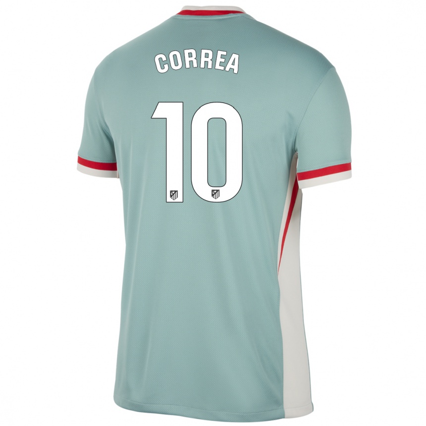 Kinder Fußball Angel Correa #10 Hellbeige Blau Auswärtstrikot Trikot 2024/25 T-Shirt Luxemburg