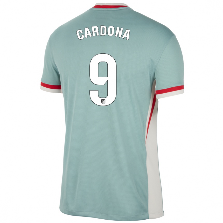 Kinder Fußball Marta Cardona #9 Hellbeige Blau Auswärtstrikot Trikot 2024/25 T-Shirt Luxemburg