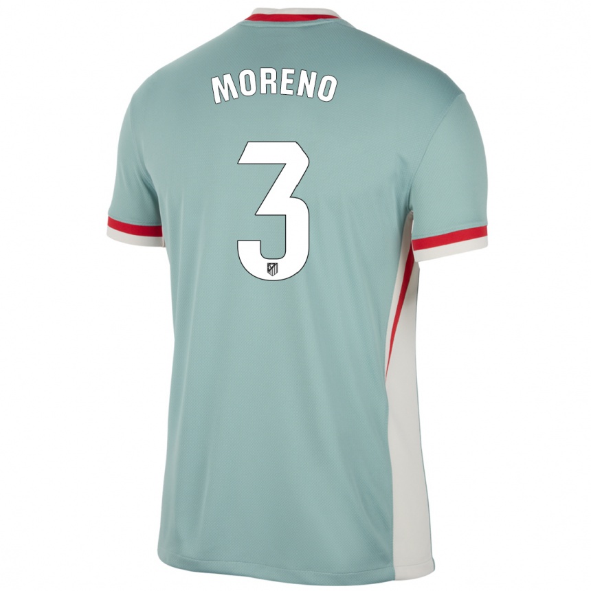 Kinder Fußball Marco Moreno #3 Hellbeige Blau Auswärtstrikot Trikot 2024/25 T-Shirt Luxemburg