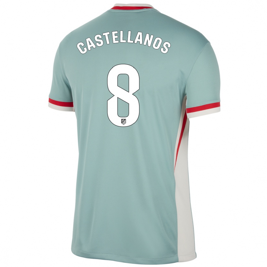 Kinder Fußball Jorge Castellanos #8 Hellbeige Blau Auswärtstrikot Trikot 2024/25 T-Shirt Luxemburg