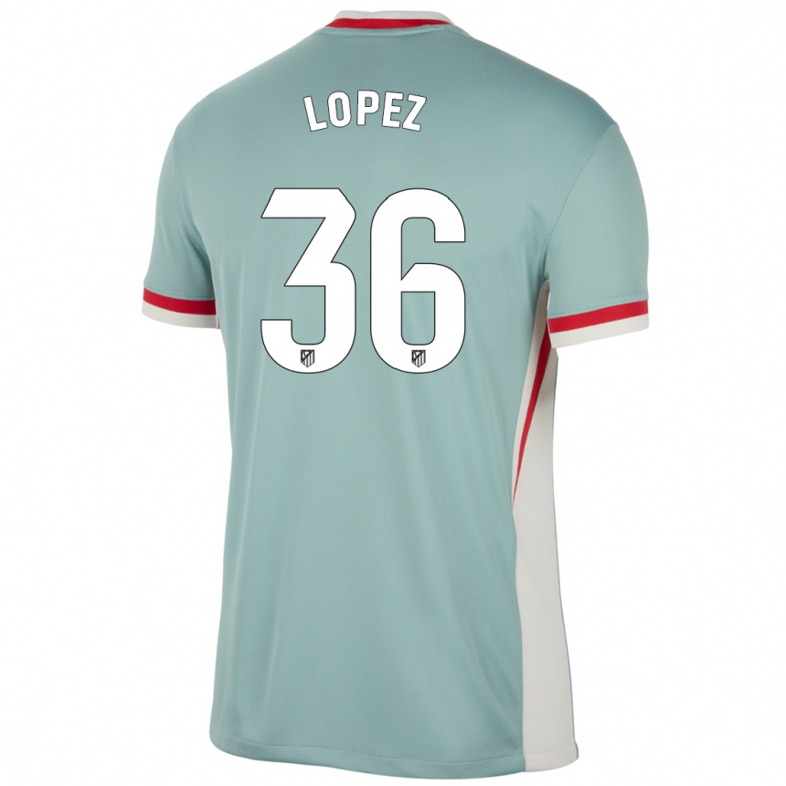 Kinder Fußball David Lopez #36 Hellbeige Blau Auswärtstrikot Trikot 2024/25 T-Shirt Luxemburg