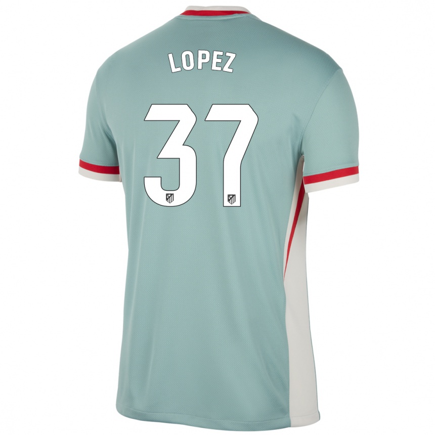 Kinder Fußball Alex Lopez #37 Hellbeige Blau Auswärtstrikot Trikot 2024/25 T-Shirt Luxemburg