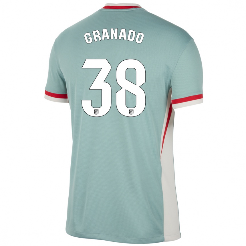 Kinder Fußball Adrian Granado #38 Hellbeige Blau Auswärtstrikot Trikot 2024/25 T-Shirt Luxemburg