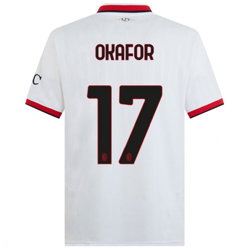 Kinder Fußball Noah Okafor #17 Weiß Schwarz Rot Auswärtstrikot Trikot 2024/25 T-Shirt Luxemburg