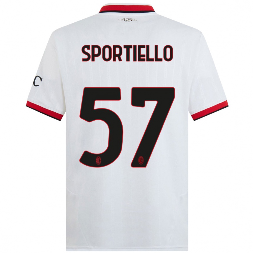 Kinder Fußball Marco Sportiello #57 Weiß Schwarz Rot Auswärtstrikot Trikot 2024/25 T-Shirt Luxemburg