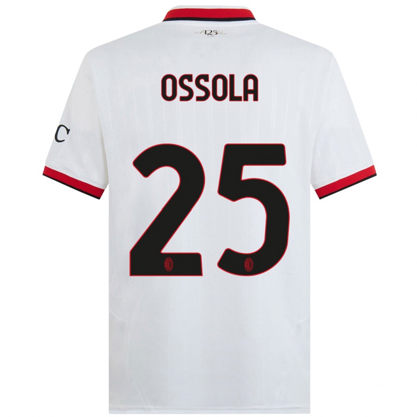 Kinder Fußball Lorenzo Ossola #25 Weiß Schwarz Rot Auswärtstrikot Trikot 2024/25 T-Shirt Luxemburg