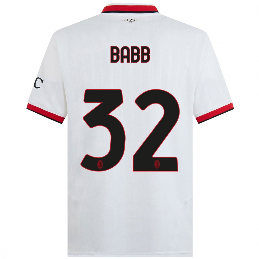 Kinder Fußball Selena Delia Babb #32 Weiß Schwarz Rot Auswärtstrikot Trikot 2024/25 T-Shirt Luxemburg