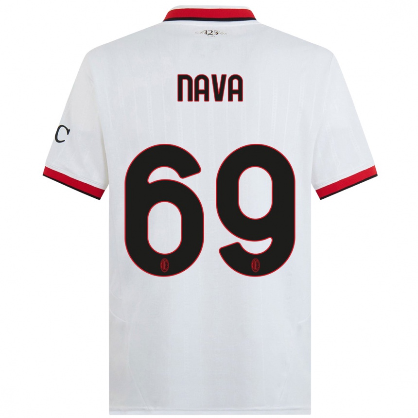 Kinder Fußball Lapo Nava #69 Weiß Schwarz Rot Auswärtstrikot Trikot 2024/25 T-Shirt Luxemburg