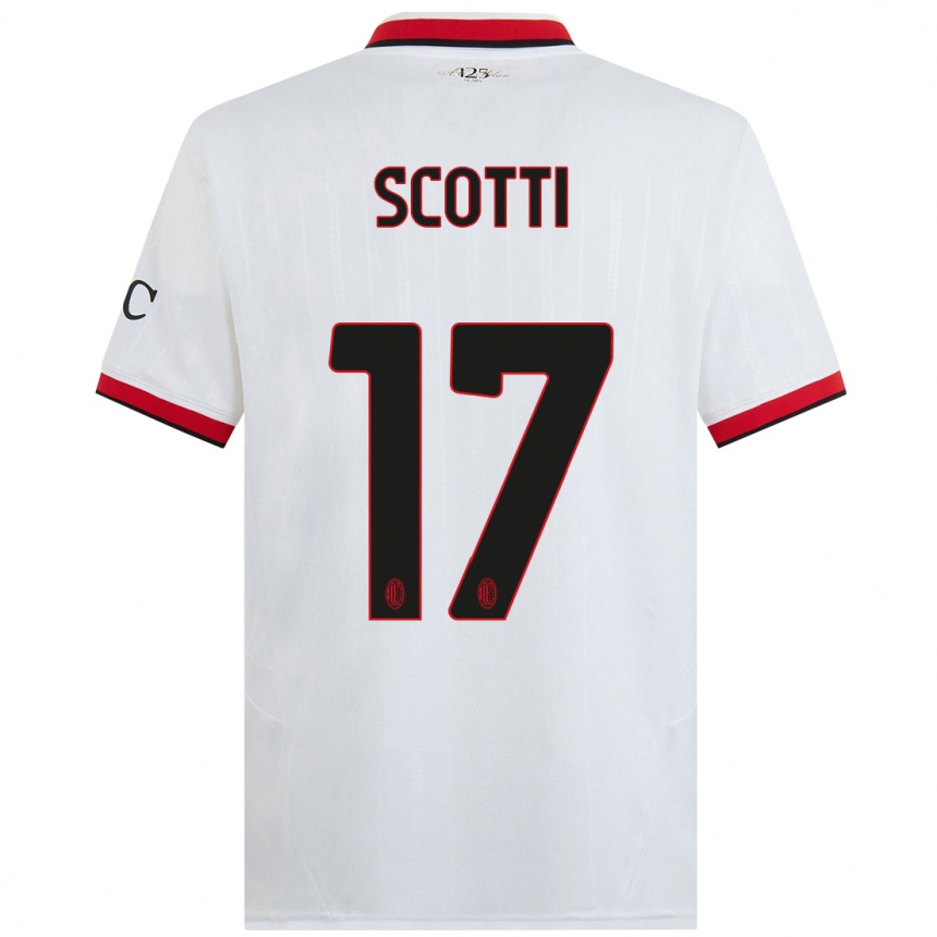 Kinder Fußball Filippo Scotti #17 Weiß Schwarz Rot Auswärtstrikot Trikot 2024/25 T-Shirt Luxemburg