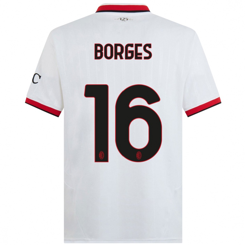 Kinder Fußball Lenny Borges #16 Weiß Schwarz Rot Auswärtstrikot Trikot 2024/25 T-Shirt Luxemburg