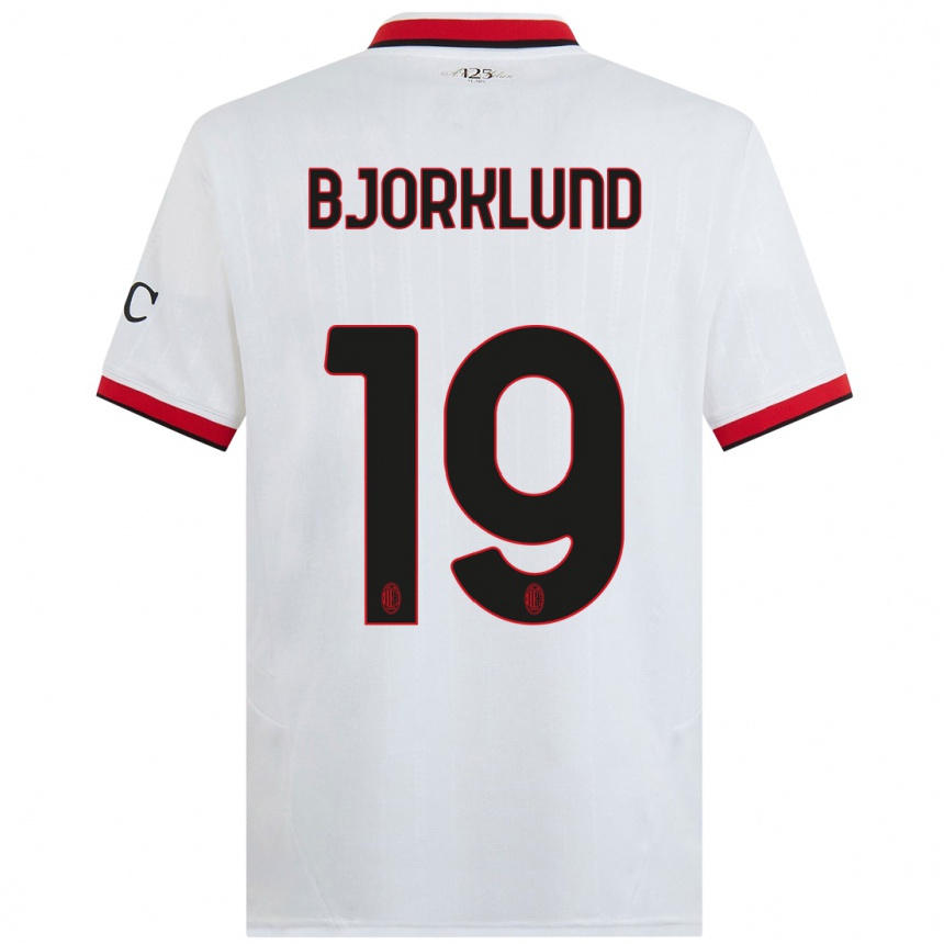 Kinder Fußball Lukas Bjorklund #19 Weiß Schwarz Rot Auswärtstrikot Trikot 2024/25 T-Shirt Luxemburg