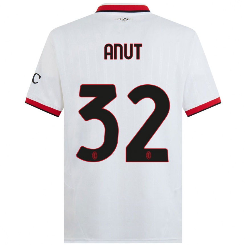 Kinder Fußball Niccolo Anut #32 Weiß Schwarz Rot Auswärtstrikot Trikot 2024/25 T-Shirt Luxemburg