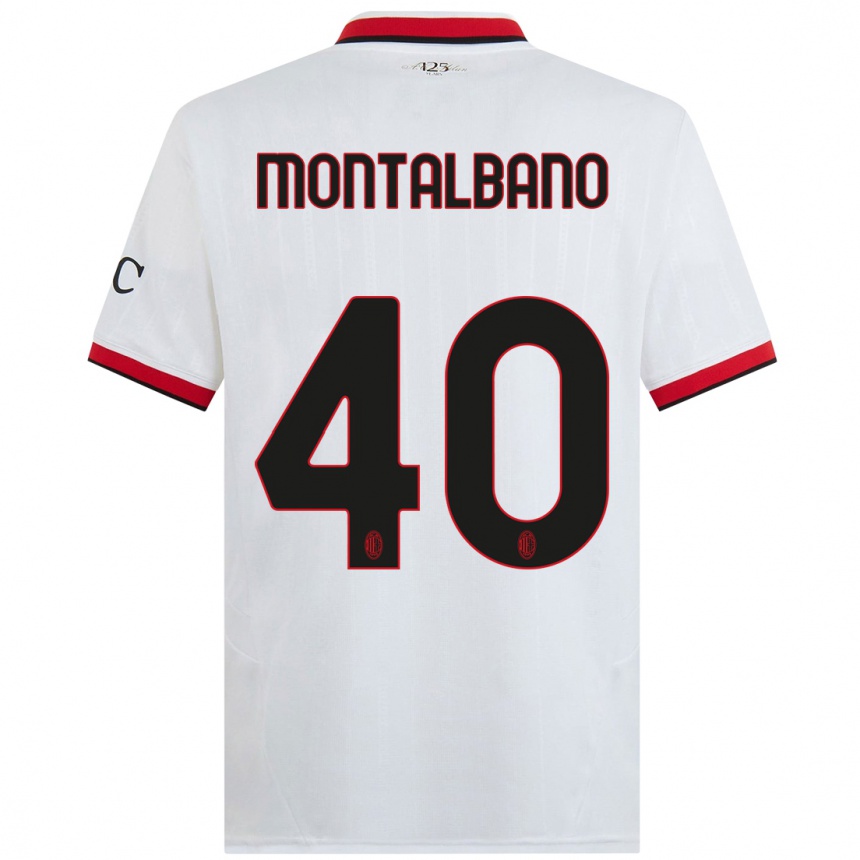 Kinder Fußball Nicolo Montalbano #40 Weiß Schwarz Rot Auswärtstrikot Trikot 2024/25 T-Shirt Luxemburg