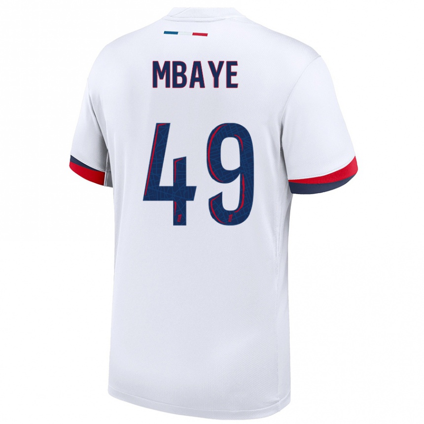 Kinder Fußball Ibrahim Mbaye #49 Weiß Blau Rot Auswärtstrikot Trikot 2024/25 T-Shirt Luxemburg