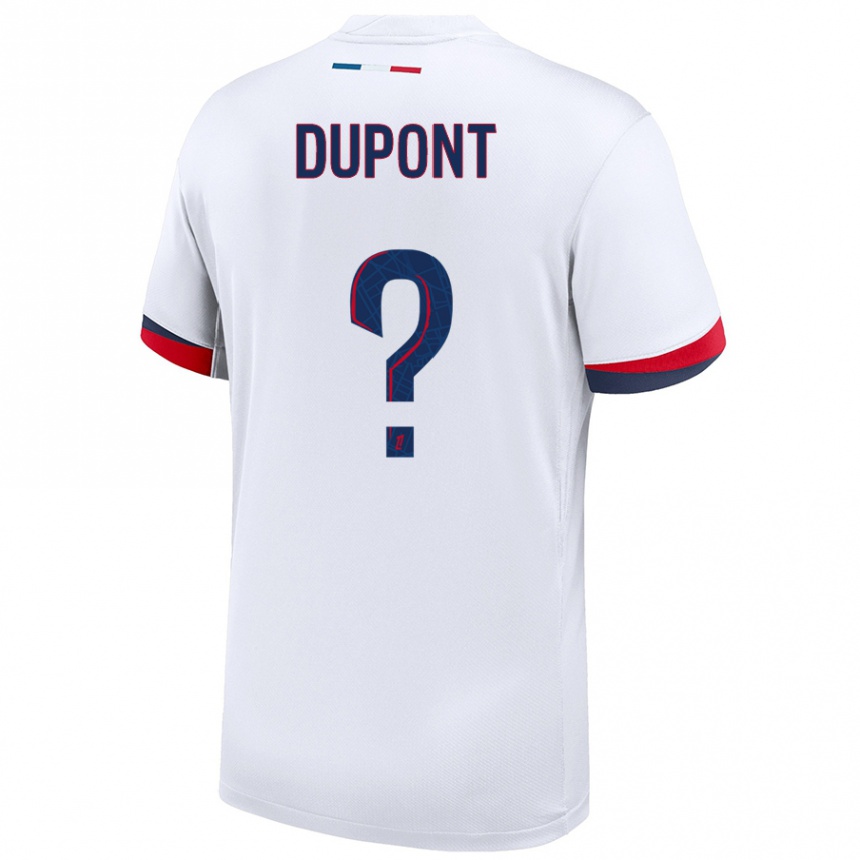 Kinder Fußball Raphaël Dupont #0 Weiß Blau Rot Auswärtstrikot Trikot 2024/25 T-Shirt Luxemburg