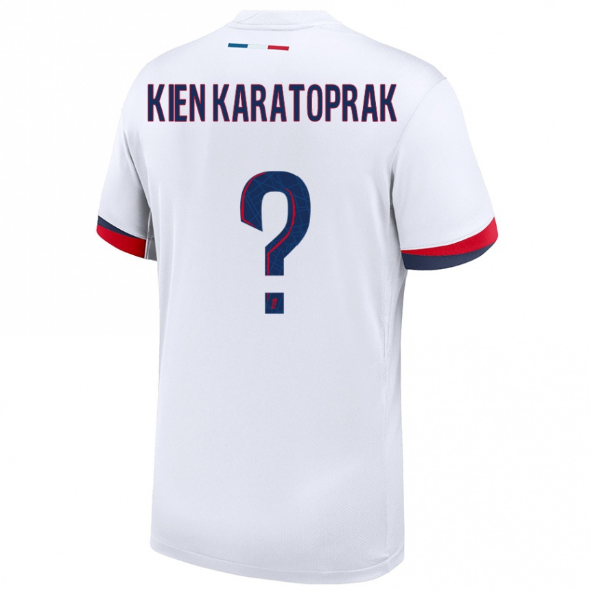 Kinder Fußball Kenan Kien Karatoprak #0 Weiß Blau Rot Auswärtstrikot Trikot 2024/25 T-Shirt Luxemburg