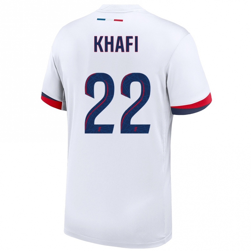 Kinder Fußball Yanis Khafi #22 Weiß Blau Rot Auswärtstrikot Trikot 2024/25 T-Shirt Luxemburg