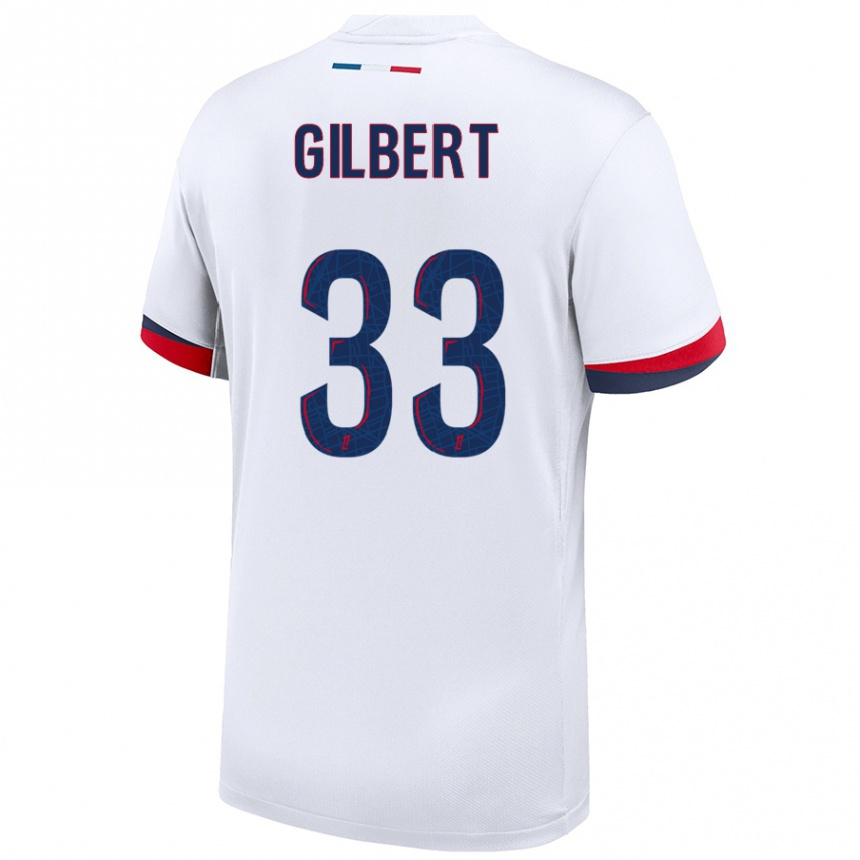 Kinder Fußball Tara Elimbi Gilbert #33 Weiß Blau Rot Auswärtstrikot Trikot 2024/25 T-Shirt Luxemburg