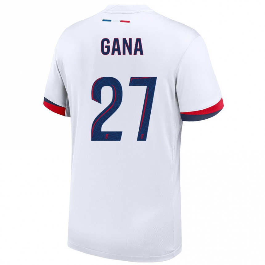 Kinder Fußball Idrissa Gana Gueye #27 Weiß Blau Rot Auswärtstrikot Trikot 2024/25 T-Shirt Luxemburg