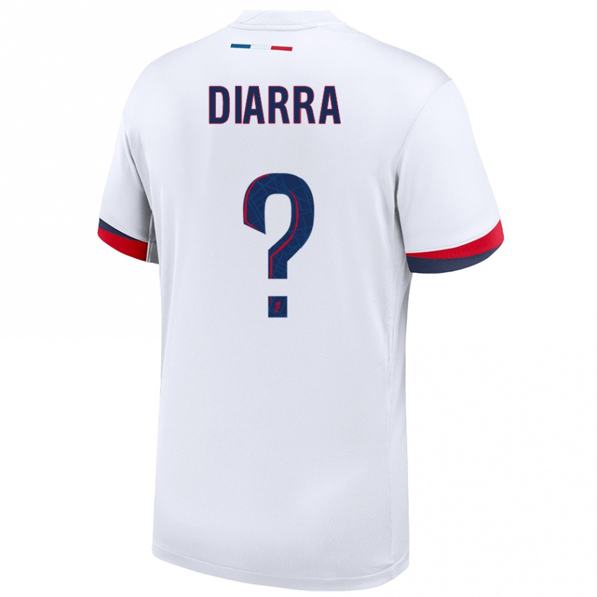 Kinder Fußball Ibrahim Diarra #0 Weiß Blau Rot Auswärtstrikot Trikot 2024/25 T-Shirt Luxemburg