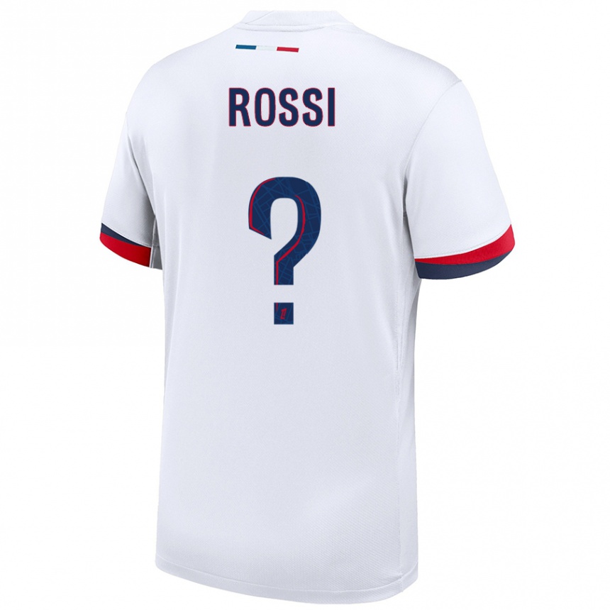 Kinder Fußball Fanny Rossi #0 Weiß Blau Rot Auswärtstrikot Trikot 2024/25 T-Shirt Luxemburg