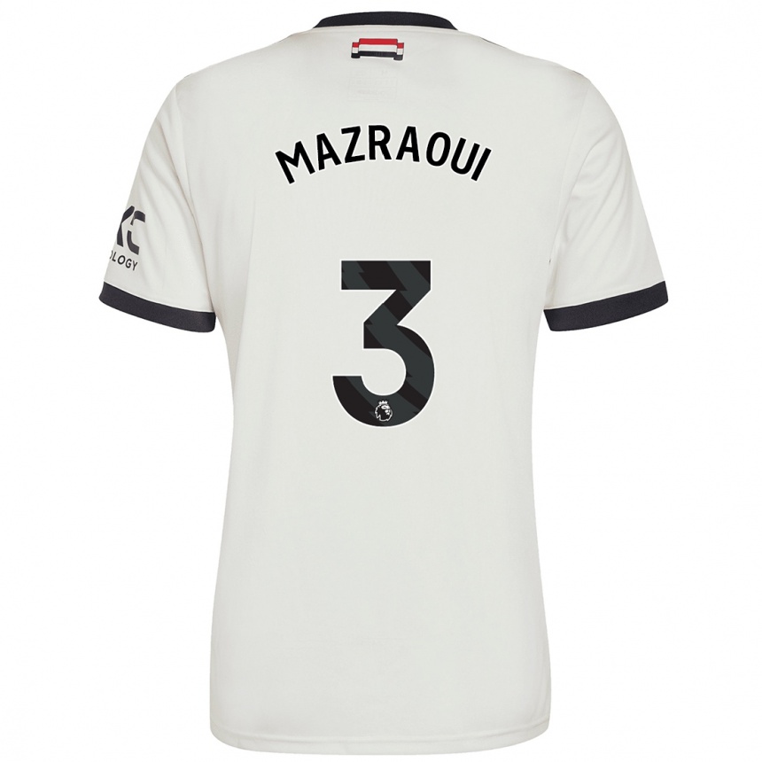 Kinder Fußball Noussair Mazraoui #3 Cremeweiß Ausweichtrikot Trikot 2024/25 T-Shirt Luxemburg