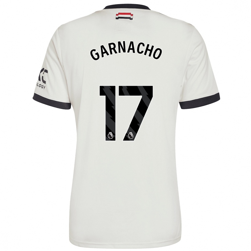 Kinder Fußball Alejandro Garnacho #17 Cremeweiß Ausweichtrikot Trikot 2024/25 T-Shirt Luxemburg