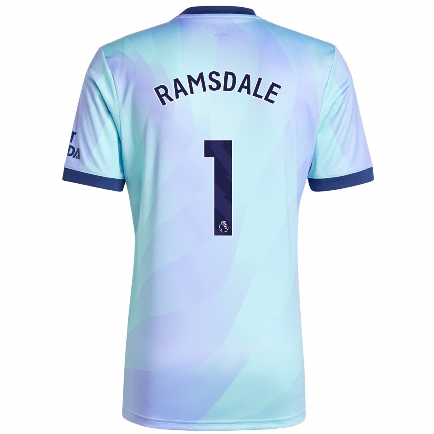 Kinder Fußball Aaron Ramsdale #1 Aquamarin Ausweichtrikot Trikot 2024/25 T-Shirt Luxemburg