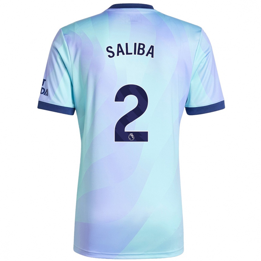 Kinder Fußball William Saliba #2 Aquamarin Ausweichtrikot Trikot 2024/25 T-Shirt Luxemburg