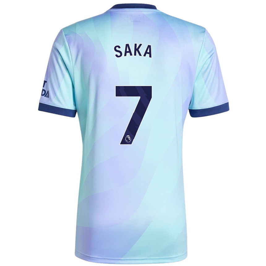 Kinder Fußball Bukayo Saka #7 Aquamarin Ausweichtrikot Trikot 2024/25 T-Shirt Luxemburg