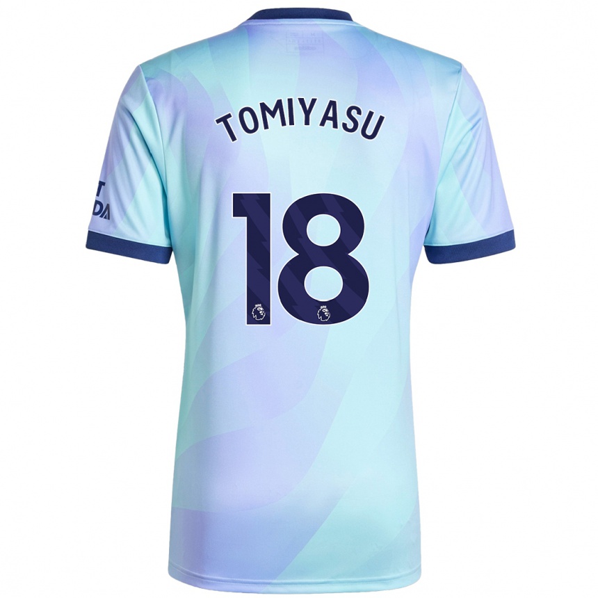 Kinder Fußball Takehiro Tomiyasu #18 Aquamarin Ausweichtrikot Trikot 2024/25 T-Shirt Luxemburg