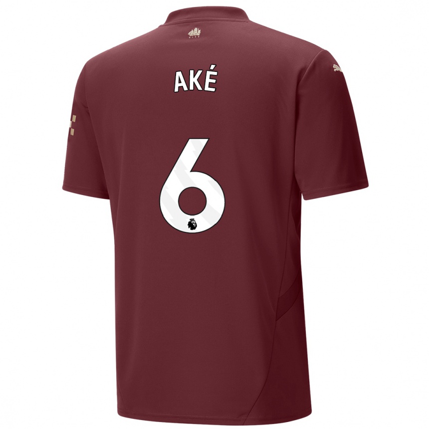 Kinder Fußball Nathan Ake #6 Kastanienbraun Ausweichtrikot Trikot 2024/25 T-Shirt Luxemburg