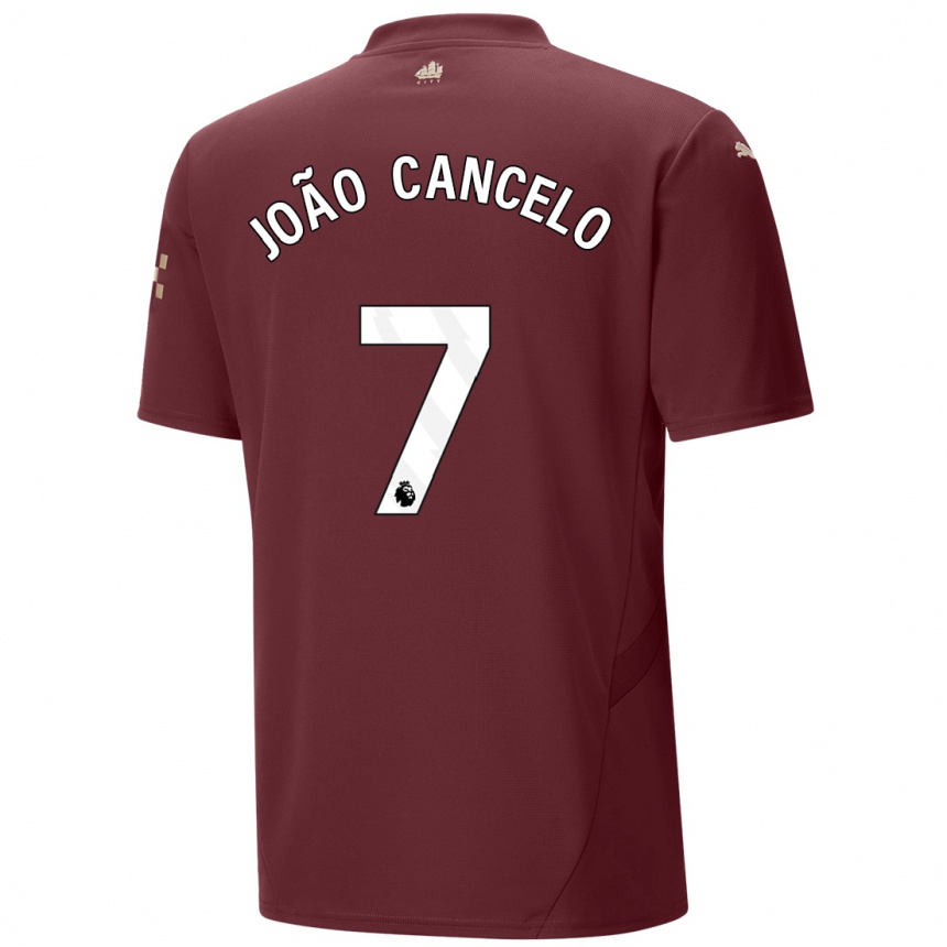 Kinder Fußball Joao Cancelo #7 Kastanienbraun Ausweichtrikot Trikot 2024/25 T-Shirt Luxemburg