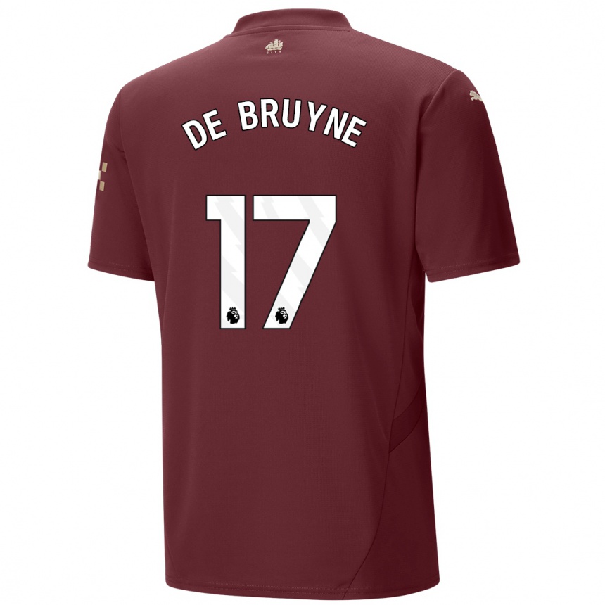 Kinder Fußball Kevin De Bruyne #17 Kastanienbraun Ausweichtrikot Trikot 2024/25 T-Shirt Luxemburg