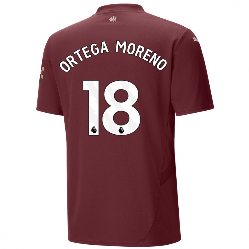 Kinder Fußball Stefan Ortega Moreno #18 Kastanienbraun Ausweichtrikot Trikot 2024/25 T-Shirt Luxemburg