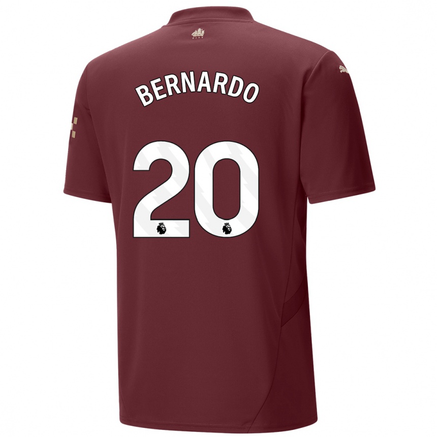 Kinder Fußball Bernardo Silva #20 Kastanienbraun Ausweichtrikot Trikot 2024/25 T-Shirt Luxemburg