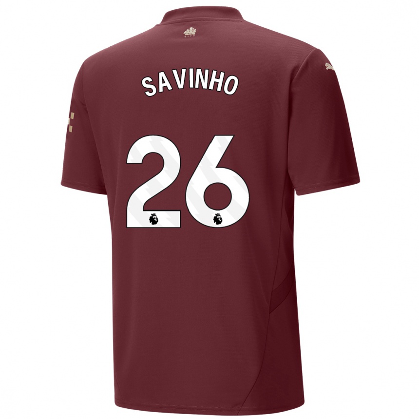 Kinder Fußball Savinho #26 Kastanienbraun Ausweichtrikot Trikot 2024/25 T-Shirt Luxemburg