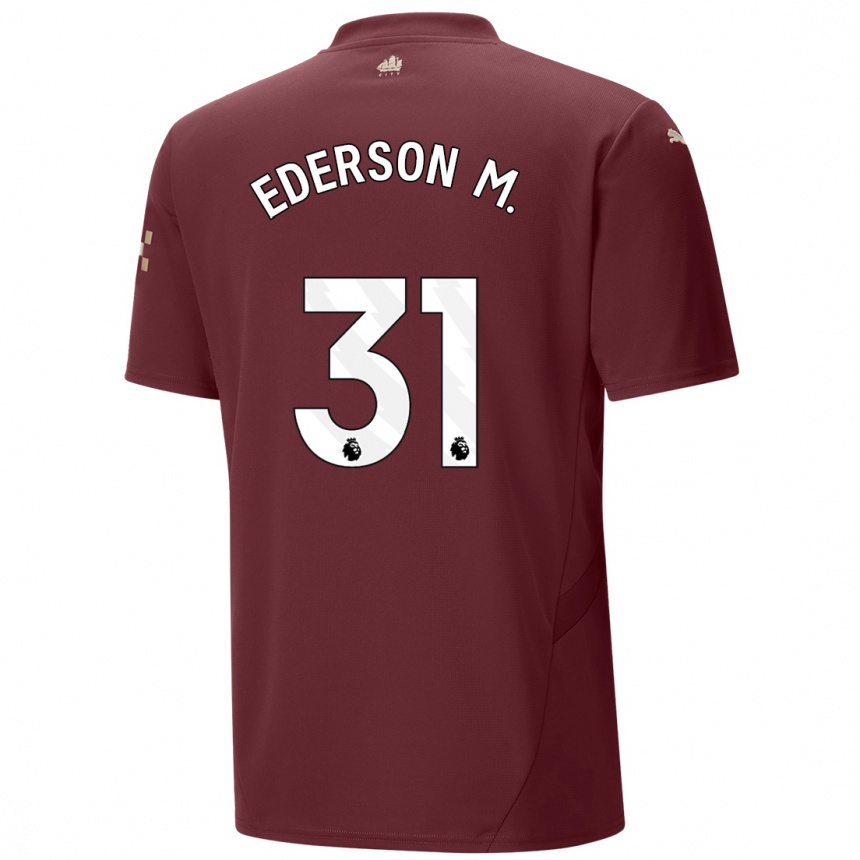 Kinder Fußball Ederson Moraes #31 Kastanienbraun Ausweichtrikot Trikot 2024/25 T-Shirt Luxemburg